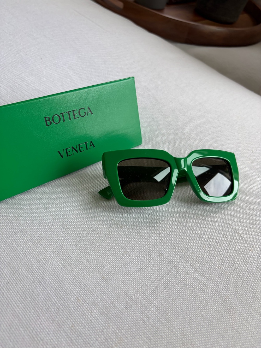 Bottega Veneta Green Square Sunglasses